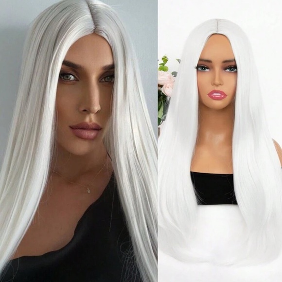26 Inch Long White Synthetic Wig For Women - Picture 6 of 6
